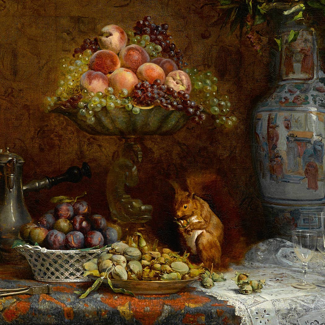 Mystic Harvest Still Life – Framed Antique-Style Painting - Image 2