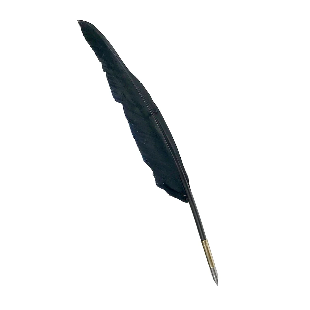 The Shadow Scribe – Black Goose Feather Quill with Brass Nib Holder - Image 3